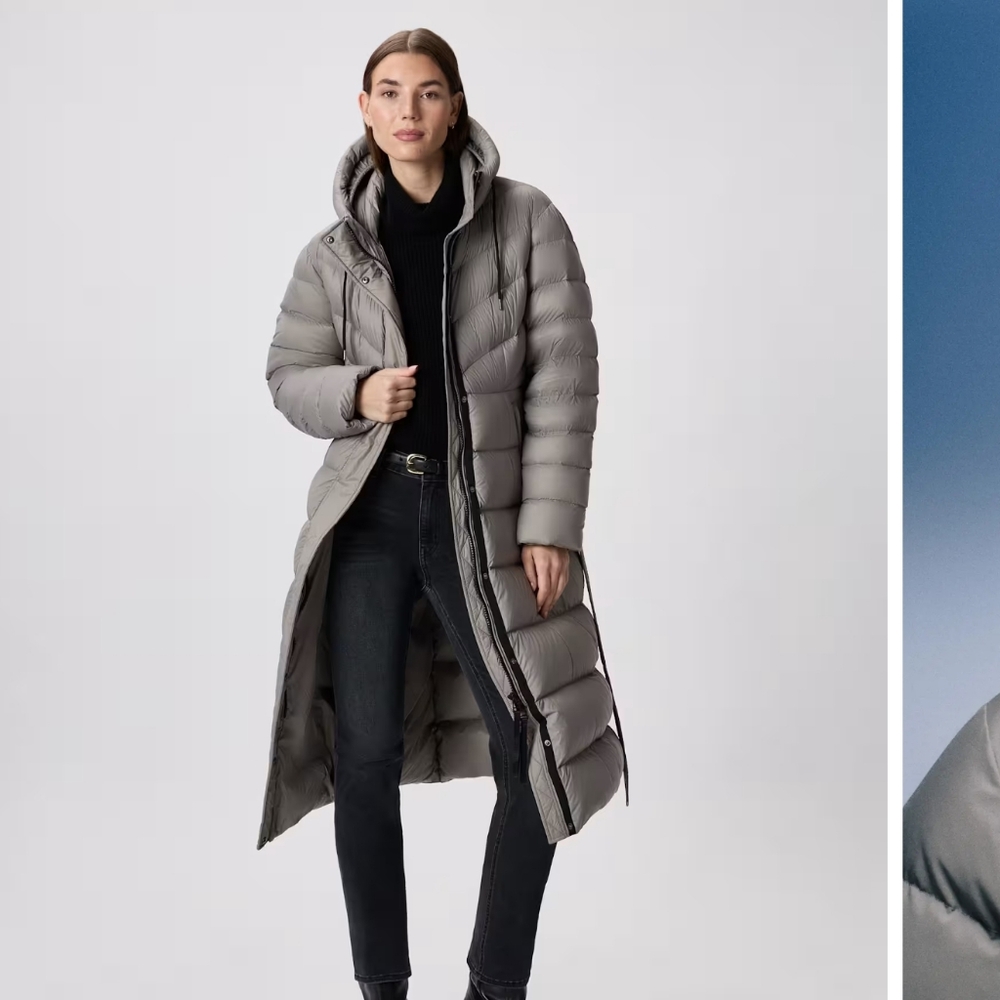 🆕 QUINCE Responsible Down Belted Puffer Maxi Coat - M - MOREL GRAY